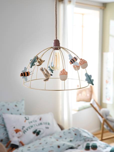 Hanging Birdcage Lampshade, My Cabin YELLOW LIGHT SOLID WITH DESIGN 