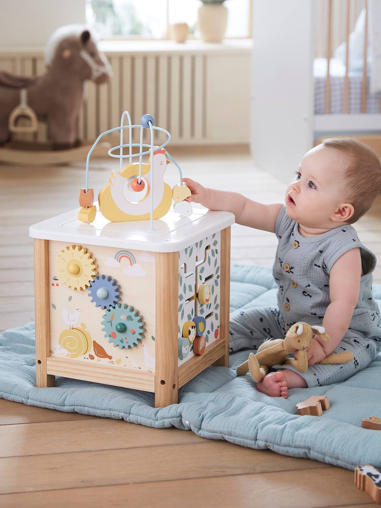 Baby activity store cube wooden