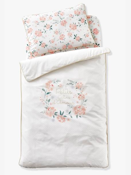 Pillowcase for Babies, EAU DE ROSE Theme White/Print 