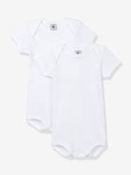 Baby-Bodysuits & Sleepsuits-Pack of 2 Bodysuits, Cutaway Shoulders, Organic Cotton for Babies, by PETIT BATEAU