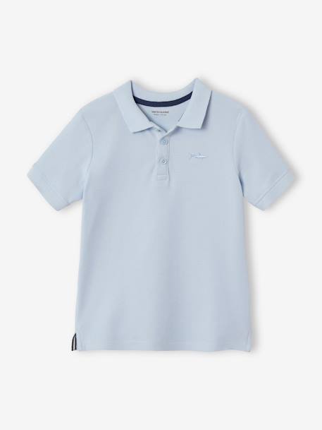 Short Sleeve Polo Shirt, Embroidery on the Chest, for Boys BLUE LIGHT SOLID WITH DESIGN+BLUE MEDIUM SOLID WITH DESIGN+electric blue+Green+GREY MEDIUM MIXED COLOR+pastel yellow+Red+WHITE LIGHT SOLID WITH DESIGN 