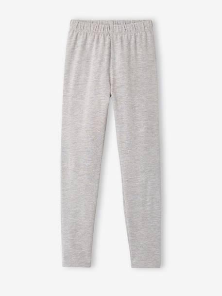 Girls' Pack of 2 Assorted Leggings GREY DARK SOLID+Light Grey 