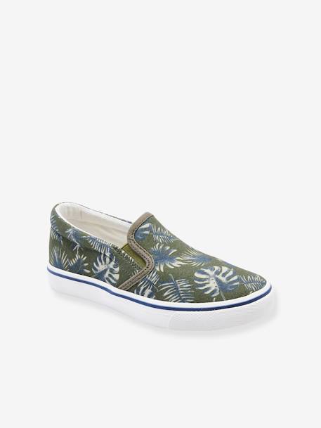 Slip-On Trainers for Boys GREEN DARK ALL OVER PRINTED 