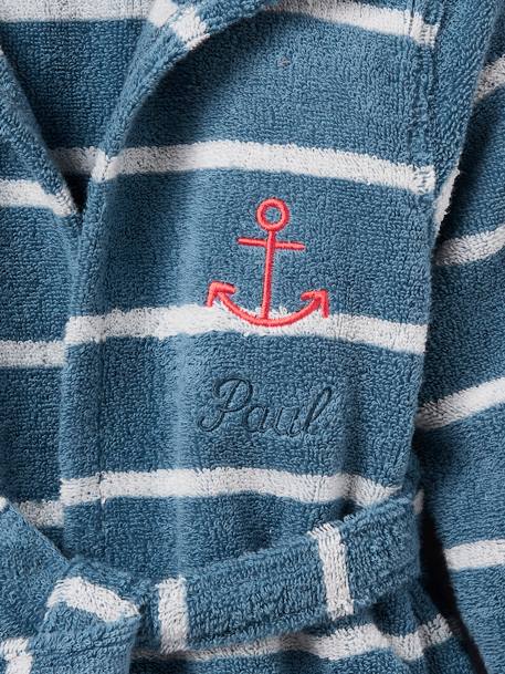 Striped Bathrobe with Hood for Children Blue Stripes 