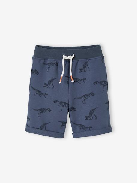 Short Bermuda Joggers in Fleece for Boys BLUE MEDIUM ALL OVER PRINTED 