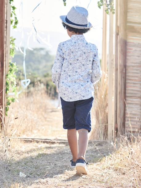 Bermuda Shorts in Cotton/Linen for Boys Beige+blue+Dark Blue+sage green 