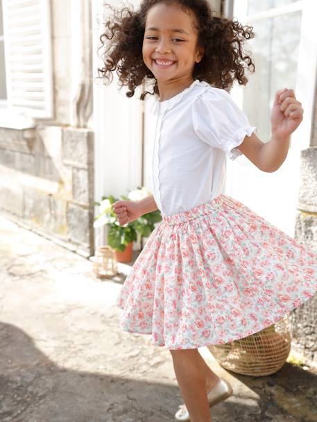 Special Occasion Floral Skirt for Girls WHITE LIGHT ALL OVER PRINTED 