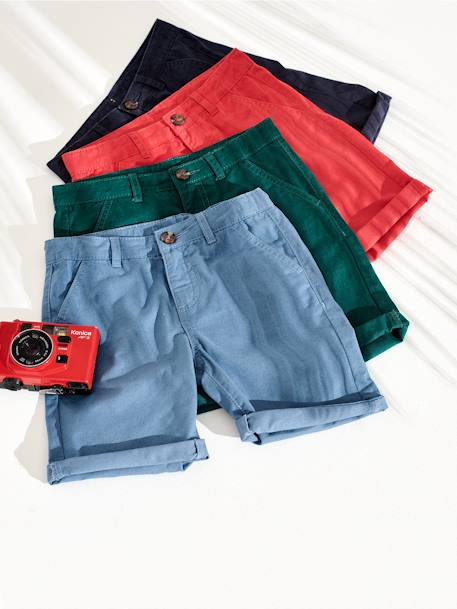 Chino Bermuda Shorts for Boys beige+BLUE MEDIUM SOLID WITH DESIGN+green+grey blue 