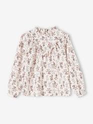 Blouse with Crew Neck & Floral Print for Girls