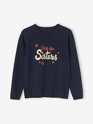 Girls-Cardigans, Jumpers & Sweatshirts-Top with Message & Iridescent Inscription in Relief, for Girls