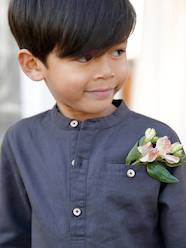 Boys-Shirts-Shirt in Linen/Cotton, Mandarin Collar, Long Sleeves, for Boys