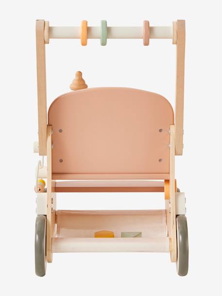 Walker with Seat for Doll, in FSC® Wood green+pink 