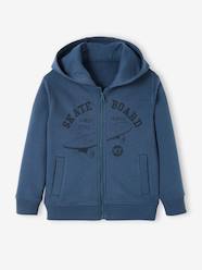 Boys-Cardigans, Jumpers & Sweatshirts-Zipped Jacket with Hood, Skateboard Motif, for Boys