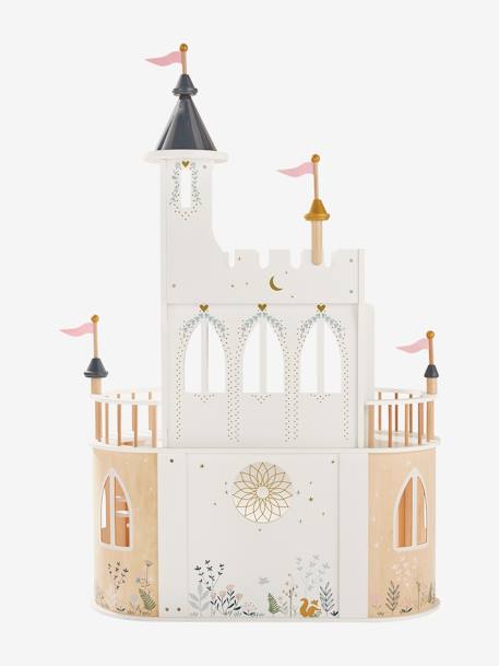 Princess Castle for Fashion Dolls in FSC® wood WHITE LIGHT SOLID WITH DESIGN 