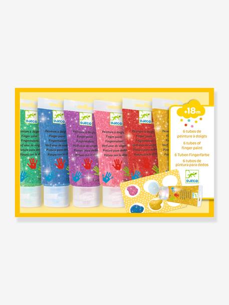 6 Tubes of Glittery Finger Paint by DJECO yellow 