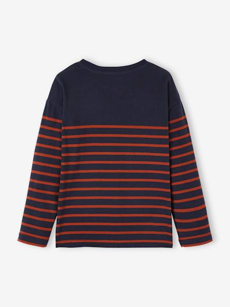 Sailor-Type Jumper with Motif on the Chest for Boys BLUE DARK STRIPED+WHITE LIGHT STRIPED 