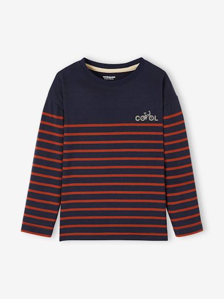 Sailor-Type Jumper with Motif on the Chest for Boys BLUE DARK STRIPED+WHITE LIGHT STRIPED 