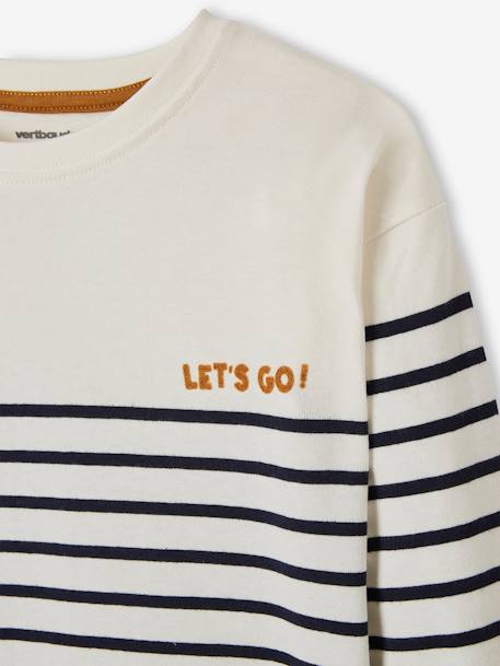 Sailor-Type Jumper with Motif on the Chest for Boys BLUE DARK STRIPED+WHITE LIGHT STRIPED 