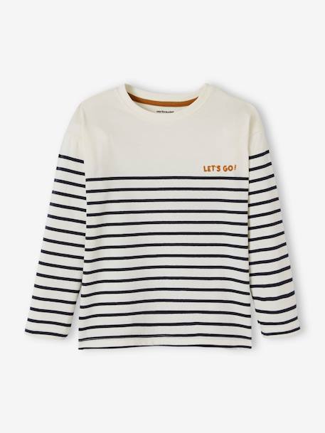 Sailor-Type Jumper with Motif on the Chest for Boys BLUE DARK STRIPED+WHITE LIGHT STRIPED 