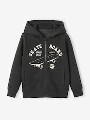 Boys-Cardigans, Jumpers & Sweatshirts-Sweatshirts & Hoodies-Zipped Jacket with Hood, Skateboard Motif, for Boys