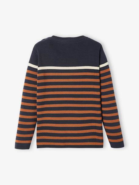 Sailor-Style Striped Jumper for Boys BROWN MEDIUM STRIPED+ecru+green+WHITE LIGHT SOLID WITH DESIGN 