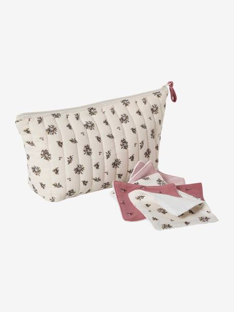 Toiletry Bag in Cotton Gauze for Children grey blue+printed blue+WHITE LIGHT SOLID WITH DESIGN+WHITE MEDIUM ALL OVER PRINTED 