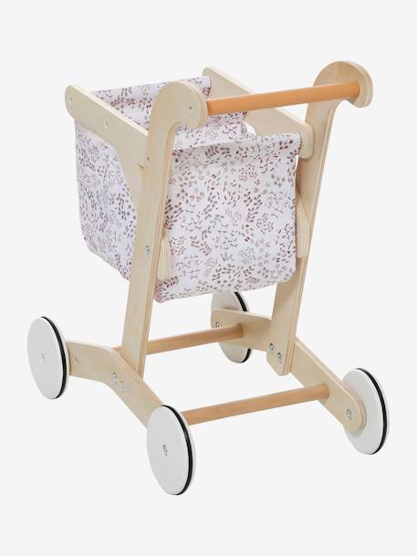 Shopping Trolley in Fabric & FSC® Wood BEIGE MEDIUM SOLID WITH DECOR 