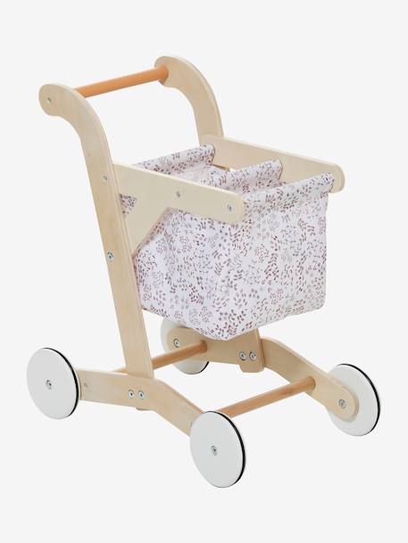 Shopping Trolley in Fabric & FSC® Wood BEIGE MEDIUM SOLID WITH DECOR 