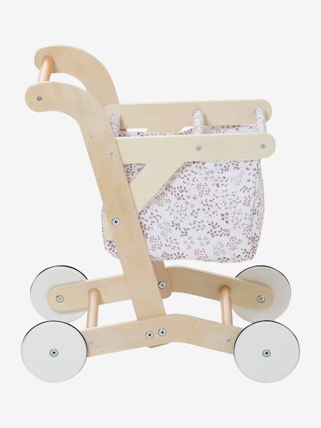 Shopping Trolley in Fabric & FSC® Wood BEIGE MEDIUM SOLID WITH DECOR 