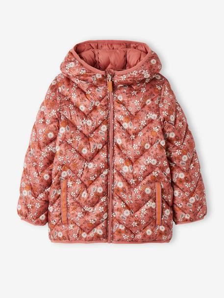 Lightweight Padded Jacket with Hood & Printed Motifs for Girls 6386+6636+PINK MEDIUM ALL OVER PRINTED+YELLOW MEDIUM ALL OVER PRINTED 