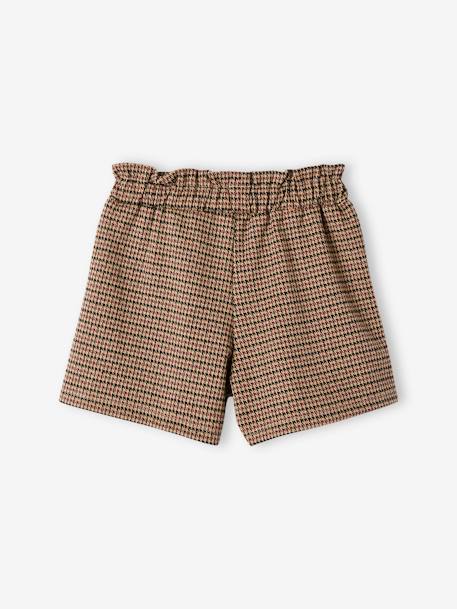 Chequered Shorts for Girls BROWN MEDIUM ALL OVER PRINTED 