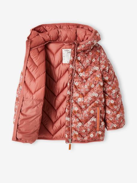 Lightweight Padded Jacket with Hood & Printed Motifs for Girls 6386+6636+PINK MEDIUM ALL OVER PRINTED+YELLOW MEDIUM ALL OVER PRINTED 