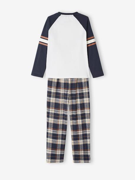 Beaver Pyjamas with Flannel Bottoms for Boys BLUE DARK SOLID WITH DESIGN 