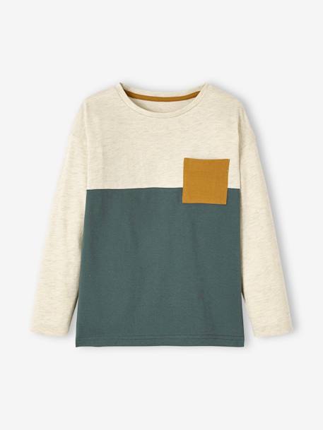 Colourblock Top for Boys blue+GREEN MEDIUM SOLID WITH DESIG+night blue+ochre 