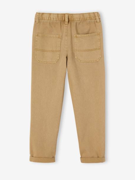 Worker Trousers, Easy to Slip On, for Boys BEIGE MEDIUM SOLID WITH DECOR+lichen+night blue 