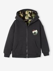 Boys-Cardigans, Jumpers & Sweatshirts-Zipped Jacket, Camouflage Sherpa Lining, for Boys