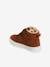 High-Top Unisex Furry Trainers in Leather for Babies BROWN MEDIUM SOLID 