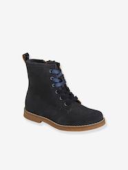 -Leather Boots with Laces + Zip, for Girls