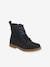 Leather Boots with Laces + Zip, for Girls BLUE DARK SOLID 