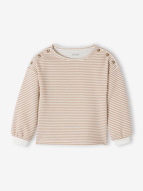 Striped Top, Boat-Neck, for Girls WHITE LIGHT STRIPED 