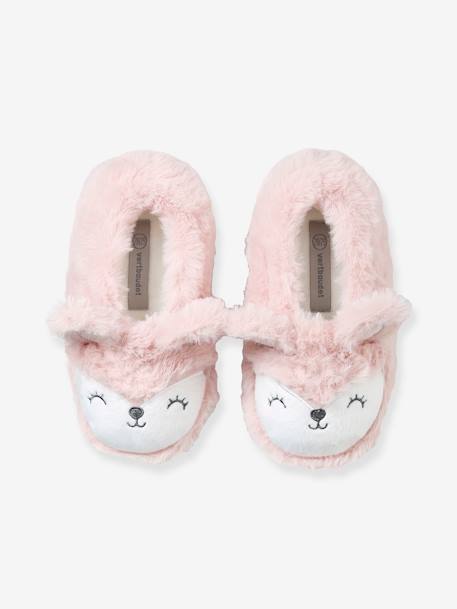 Plush Slippers for Girls PINK LIGHT SOLID WITH DESIGN 