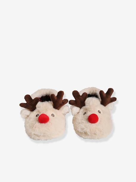 Plush Slippers for Boys Beige 