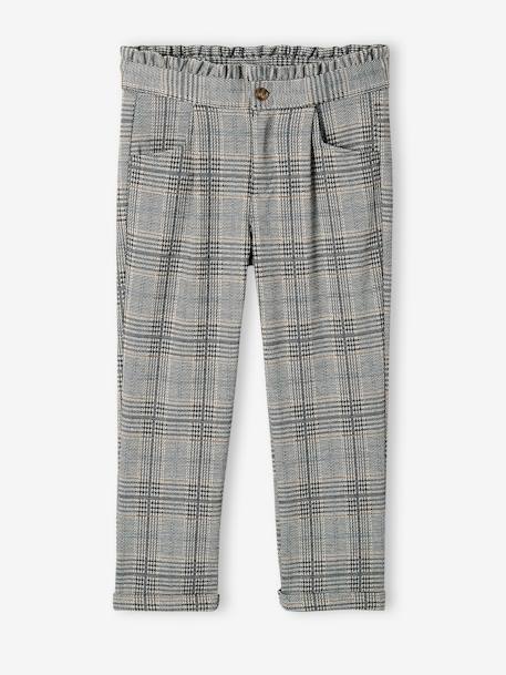 Chequered Woollen Trousers for Girls GREY DARK CHECKS 