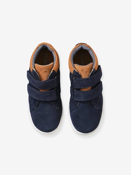 Touch-Fastening High-Top Trainers in Leather for Boys BLUE DARK SOLID 