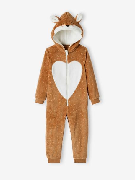 Fox Onesie for Girls BROWN LIGHT SOLID WITH DESIGN 