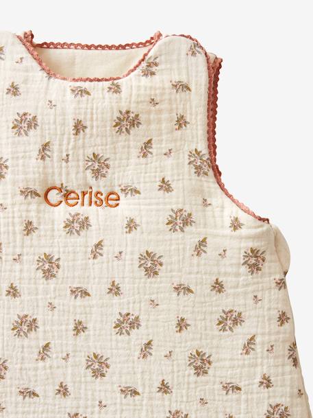 Sleeveless Baby Sleep Bag in Cotton Gauze, Barn BEIGE LIGHT ALL OVER PRINTED 