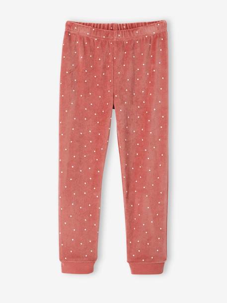 Fox Pyjamas in Velour for Girls PINK DARK SOLID WITH DESIGN 