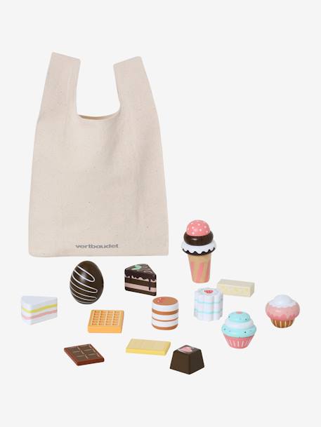 Pouch with Cakes & Chocolates in FSC® Wood BEIGE LIGHT SOLID WITH DESIGN 