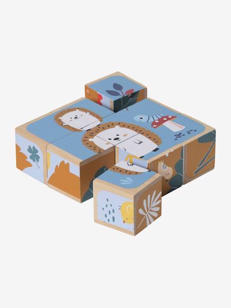 Animal Cubes Puzzle in FSC® Wood BEIGE LIGHT SOLID WITH DESIGN 