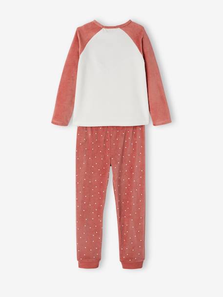 Fox Pyjamas in Velour for Girls PINK DARK SOLID WITH DESIGN 